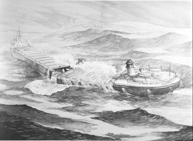Drawings by Robert McGreevy of the Daniel J Morrell on the bottom of Lake Huron